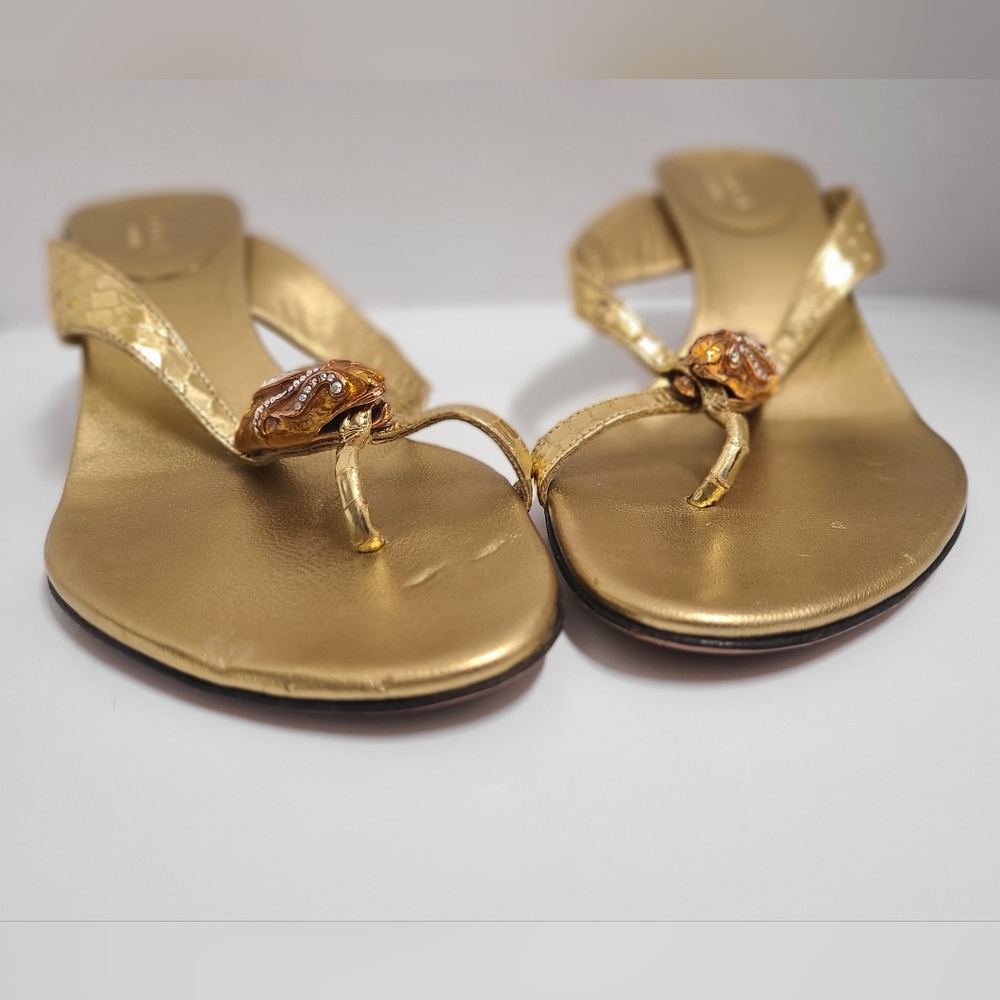 Gucci x Tom Ford Vintage 04' Farewell Runway Gold Metallic Python Sandals COA 6½ - Picture 8 of 16